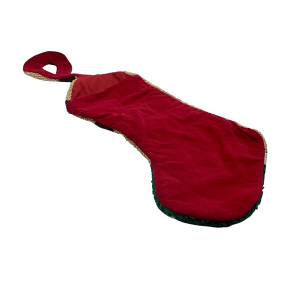 Boxer Dog Christmas Stocking Bells Crystal Snow Hooked Yarn Hanging Tail - Picture 2 of 3